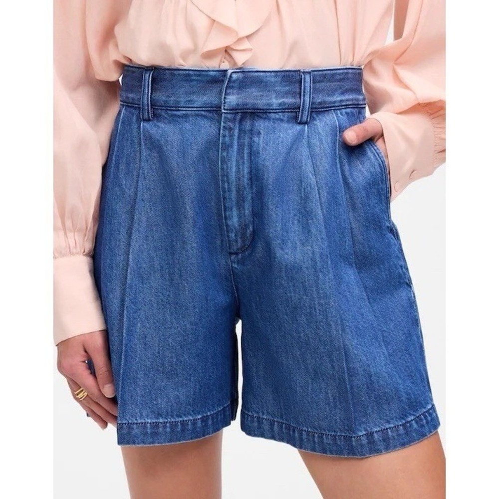 NWT Madewell The Harlow Superwide Jean Short: Airy Denim Edition Mcnair Wash 31